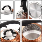 Copper Tea Kettle Stainless Steel Teapot Whistling Kettle Unique Button Control Kettle Outlet Loud Whistle Food Grade Teapot 3.2 Quart / 3 Liter (Copper) - Image 2