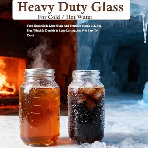 64 OZ Cold Brew Coffee Maker 2 Quart Mason Jar Glass Iced Tea Pitcher With Stainless Steel Filter Half Gallon Pitcher With Spout Lid For Iced Coffee,Tea & Lemonade,Sun Tea Airtight & Leak-Proof 2 PACK - Image 5