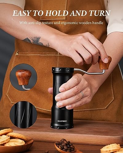 SHARDOR Professional Manual Coffee Bean Grinder with 420 High-Strength Stainless Steel Conical Burr, Hand Coffee Grinder with Ultra-granular Adjustment, Enhanced Stability with Wider 1.06oz Chamber - Image 6