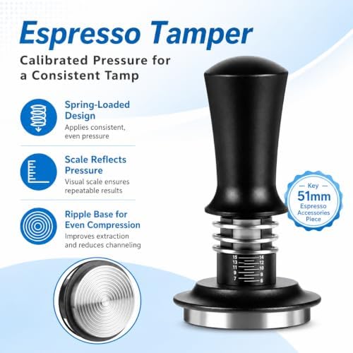 54mm Espresso Accessories Kit, Calibrated Tamper WDT Wood Station Tools Set - Image 5