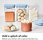 OXO Good Grips 3-Piece POP Container Set with Mini Scoops — Sky Blue, 1.1 Qt/1 L Capacity, Airtight Pop-Up Container with Push-Button Seal, Kitchen Storage Canisters for Cereal and Snacks - Image 2