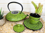 Ebros Gift Japanese Symbol Of Prosperity Evergreen Bamboo Forest Heavy Duty Cast Iron Tea Pot Set With Base Trivet and Cups Set Serves 2 Home And Kitchen Decor Accent Housewarming Gift (Yellow) - Image 5