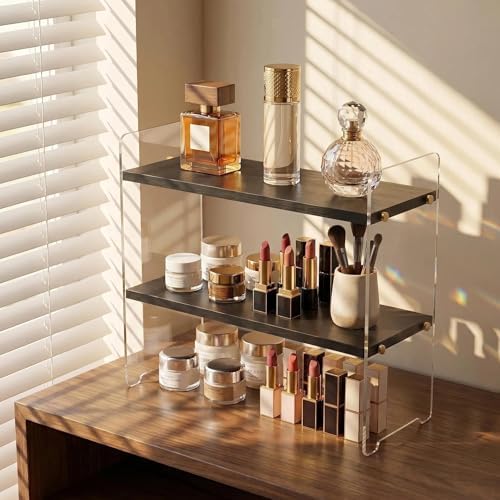 Coffee Station Organizer 2 Tier, Solid Wood Mug Shelffor Coffee Bar,Matcha Station,Tea Storage - Holds Mugs,Beans,Syrup,Cups,Tirrers by REEGII