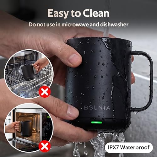 BSUNTA 16oz Self Heating Coffee Mug, Rechargeable Electric Heated Mug - Image 6