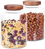 LEAVES AND TREES Y Thicken Glass Storage Jar, Food Storage Container/Canisters with Airtight Wooden Lid for Tea, Coffee, Honey, Cacao Powder,BPA Free Perfect as a Cereal Dispenser (7.6inch 2pcs) - Image 7
