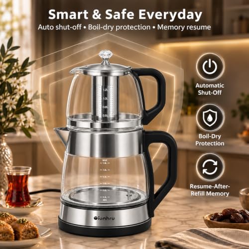 Turkish 3L Tea Maker for Home & Kitchen, Electric Double Pot Keep Warm - Image 5