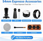 54mm Espresso Accessories Kit, Calibrated Tamper WDT Wood Station Tools Set - Image 3