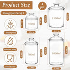 Suclain 4 Pack Acrylic Cookie Candy Jar with Lid, 14oz,24oz,34oz,50oz - Image 2