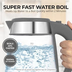 Zulay Kitchen Fast Boiling Electric Water Kettle - 1.7L, 1500W, Auto Shut-Off for Overboil & Boil Dry Protection, Cool-Touch Handle, 360° Base - Rapid Teapot Boiler For Coffee & Tea - Gray - Image 2