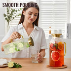 2 Pack 2.2 Liter/75 oz Square Classic Stripes Glass Pitcher with Lid, Gold - Image 6