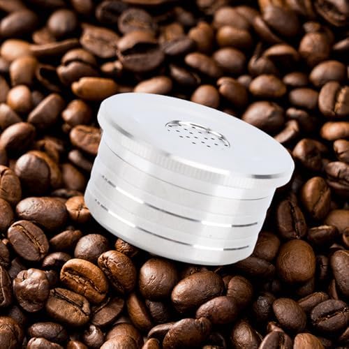 Reusable Coffee Capsule, Silver Stainless Steel Coffee Capsule Filter Kit Espresso Machine Accessories and Tools for Coffee Machine (with Paper Filters Brush Spoon Press Hammer) - Image 2