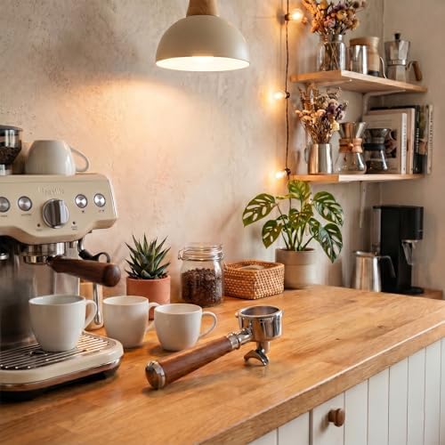 54mm Espresso Double Spouts Portafilter with 3 Ear | Fits 54mm Breville/Sage Barista Espresso Machine | Stainless Steel Basket and Walnut Handle | Espresso Accessories - Image 4