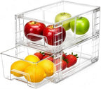 2 Pack Stackable Storage Drawers,Plastic Organizers Bins, Drawers Storage with Handles and Movable Dividers for Organization and Storage in Fridge,Bathroom, Pantry, Kitchen Cabinets, Under Sink by Unknown