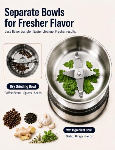 Electric Coffee Bean Grinder Spices Herbs, Timed Grind Control Rotary Knob - Image 5