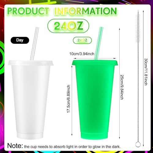 Honeydak 60 Pack 24 oz Glow in the Dark Halloween Cups, Fluorescent Green - Image 4