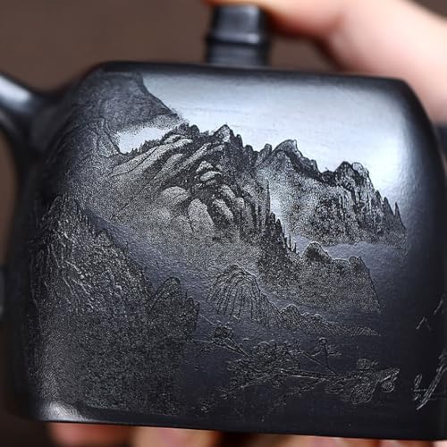 Tea Kettle Retro Black Mud Square Teapot Home Tea Room Single Tea Maker Ceramic Tea Infuser - Image 4