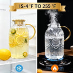 Amzcku Glass Pitcher with Lid, 101 oz/ 3 Liter Vintage Water Pitcher,Water Carafe for Cold Brew, Coffee, Lemonade, Iced Tea,Beverage, Heat Resistant Water Glass Jug 1Pack - Image 6