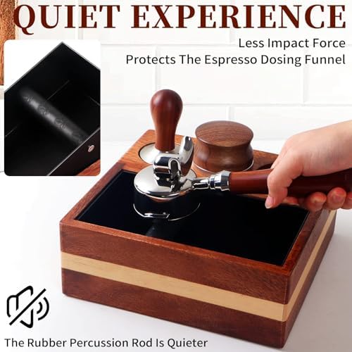 Kmise Natural Walnut Espresso Accessories Organizer Box Fits Espresso Distributor,Tamping Station Base,Tamper Holder-1.5L Coffee Grounds Box (51/54MM) - Image 3