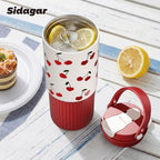 26 oz Insulated Stainless Steel Tumbler with Straw & Handle Red - Image 5