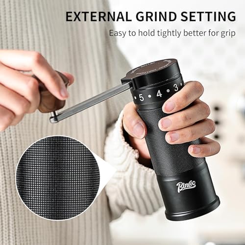 Bincoo Manual Coffee Grinder Manual Foldable Handle– Espresso Hand Coffee Grinder Burr,Compact and Portable for Home/Travel/Camping (Black) - Image 3