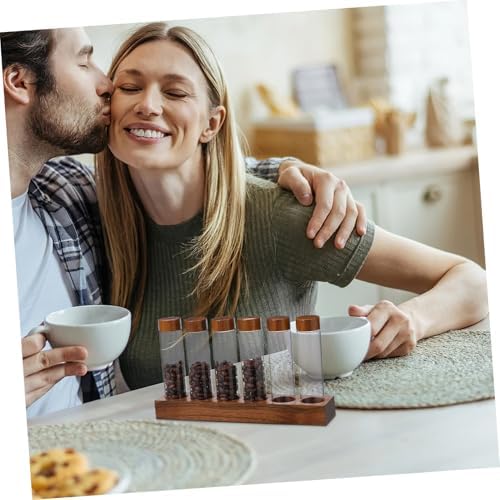 Coffee Bean Storage Tubes Set with Wooden Stand Glass Sealed Jars - Image 5
