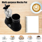 Espresso Maker with Milk Frother Electric Moka Pot 2-in-1 Espress Machine Aluminium One-Touch Operation Milk Froth Fine and Dense Black 110V - Image 4