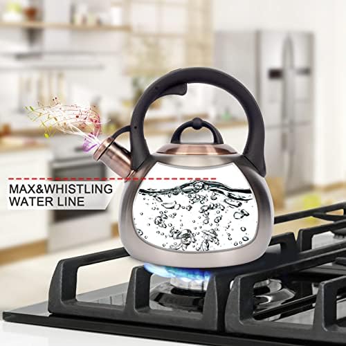 3.1 Quart Teal Whistling Tea Kettle for Stove Top, Food Grade Stainless Steel - Image 4