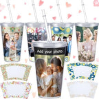Maxcheck 4 Pcs DIY Photo Tumblers, 16 oz Personalized Insert Cup with Straw by Maxcheck