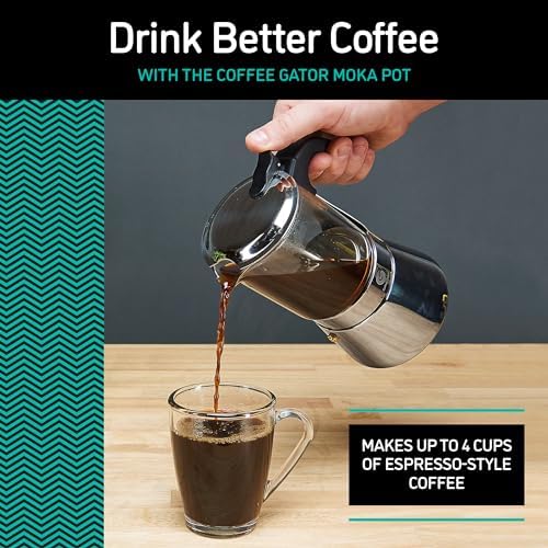 Coffee Gator 4 Cup Moka Pot, 6.7oz Stovetop Espresso Maker - Image 6