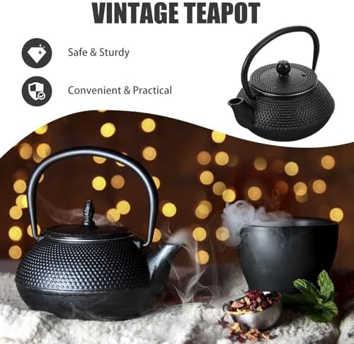 Retro Cast Iron Tetsubin Tea Pot 0.3l Black for Xmas - Image 7