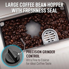 Zulay Kitchen Magia Clasica Automatic Espresso Machine with Built-In Grinder, Touch Panel Coffee Maker, Steam Wand Milk Frother, Adjustable Strength, Self-Cleaning, Cream & Silver (13" x 17.7" x 9.4") - Image 4