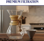 Pour Over Coffee Maker, Wood and Glass, 600ml with Stainless Steel Filter, 5 x 9 inches - Image 2