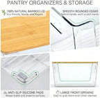 CiWiVOKi 6 Pack Clear Stackable Storage Bins with Bamboo Lids, Trash Bag Holder Dispenser Under Sink Organizer for 4-13 Gal Bags, Plastic Storage Containers for Pantry Bathroom Kitchen Organization - Image 3