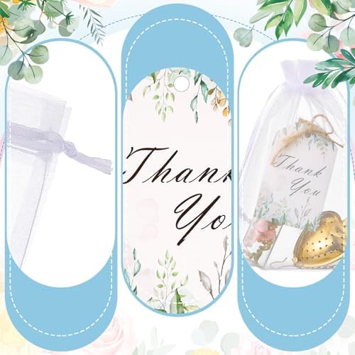 25 Sets Bridal Shower Tea Party Favors Bulk for Guests Include Heart Tea Infuser, Glass Jar, Thank You Gift Tag, Drawstring Organza Bag for Wedding Bridal Shower Souvenir Gift Party Supplies - Image 4