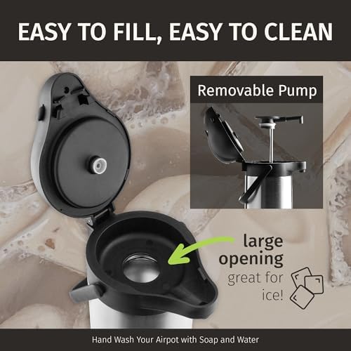 Cresimo Coffee Carafe with Pump 102oz / 3L Airpot Large Hot Water Dispenser - Image 6