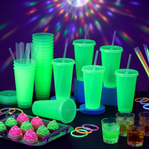 Honeydak 45 Pack 24 oz Glow in the Dark Halloween Cups, Fluorescent Green - Image 2