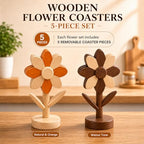 Sunflower Trivets for Hot Dishes, 5Pc Wooden Tree Trivet Stand Set - Image 3