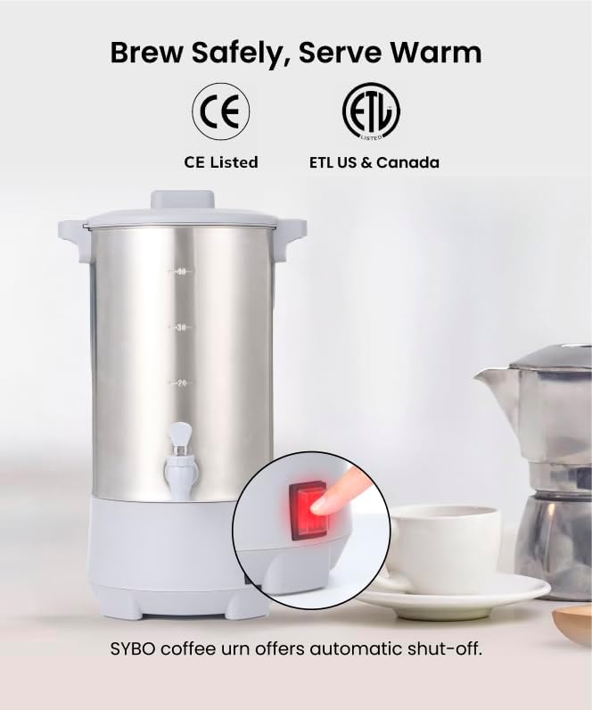 SYBO 45 Cup Coffee Urn, 6L Commercial Stainless Steel Coffee Maker - Image 5