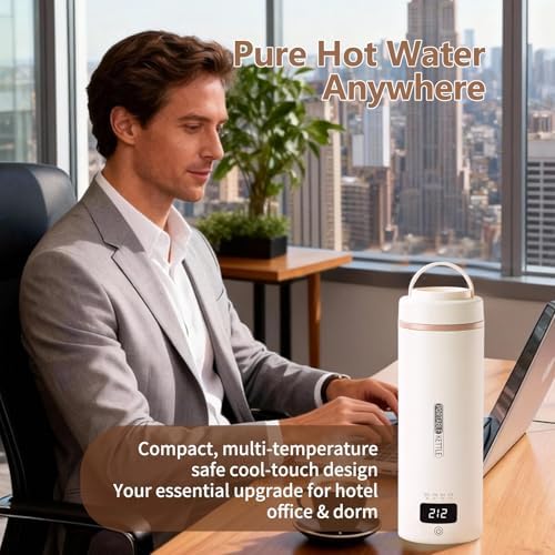 Travel Kettle, Portable Electric Kettle for 4 Temperature Controls, Cream - Image 3