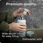 BOBBER 26 oz Stainless Steel Thermo Flask with Removable Tea Infuser & Cup – Keeps Hot 28 Hours, Cold 42 Hours – BPA-Free, Dishwasher Safe for Outdoor, Work, Home (Light Blue) - Image 5