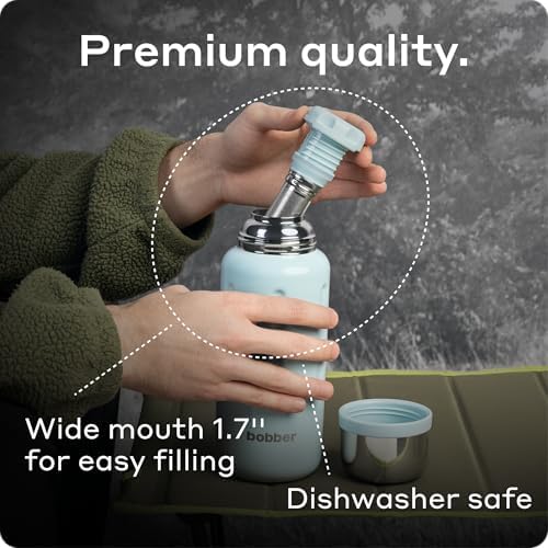 BOBBER 26 oz Stainless Steel Thermo Flask with Removable Tea Infuser & Cup – Keeps Hot 28 Hours, Cold 42 Hours – BPA-Free, Dishwasher Safe for Outdoor, Work, Home (Light Blue) - Image 5