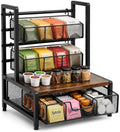 Tea Bag Organizer Countertop Storage 3 Tier Wire Basket Drawer - Brown by Dsmsseym
