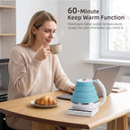 Food Grade Silicone Electric Travel Kettle with Temperature Control, 0. 55L (Blue) - Image 5