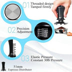 51mm Espresso Accessories Kit, 7PCS Espresso Tamper Set with WDT Tool, Distributor, Dosing Funnel & Tamping Station for Espresso Machine - Image 5