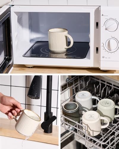 famiware Coffee Mug Set of 4, Star 12 oz Ceramic Mugs Cups Set with Handle - Image 3