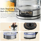 MEGAWISE Electric Glass Kettle 2L Temp Control Keep Warm - Image 4