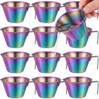 Honeydak 12 Pcs Stainless Steel Espresso Shot Cup 3.4 Oz/ 100 ml Espresso Measuring Cup with Spout and Handle Stainless Steel Coffee Shot Glasses Scale Metal Coffee Measuring Accessories(Colorful) by Honeydak