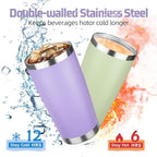 20 oz Tumbler with Lids and Straws, Stainless Steel Insulated Travel Coffee Mug, Double Wall Vacuum Insulated Tumblers, Powder Coated Coffee Tumbler for Cold & Hot Drinks (Mix Color-5, 6 Pack) - Image 3