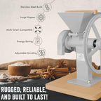 Manual Hand Grain Mill Matte Silver | Heavy-Duty Hand Operated Food Grinder for Wheat, Corn, Coffee Beans, Rice & Dry Grains | Hand Crank Kitchen Flour Mill for Home, Camping, Survival & Everyday Use - Image 5