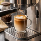 6 Pack Glass Coffee Mugs with 6 Spoons, 15 OZ Clear Drinking Glasses with Handle, Large Espresso Cup, Hot Cold Beverage Glassware Set for Water, Tea, Cappuccino, Latte, Juice, Cocoa, Milk - Image 6